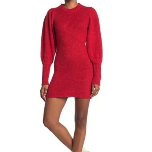One One Six Red Balloon Sleeve Sweater Dress - S - NWT - Picture 8 of 8